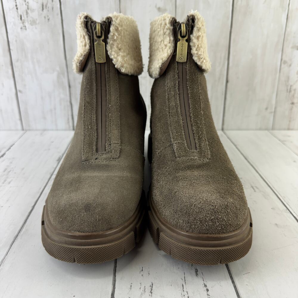 Blondo Dark Taupe Plaka Zip Up Suede Boots Waterproof Lugged Sole Size 8M - Picture 4 of 15